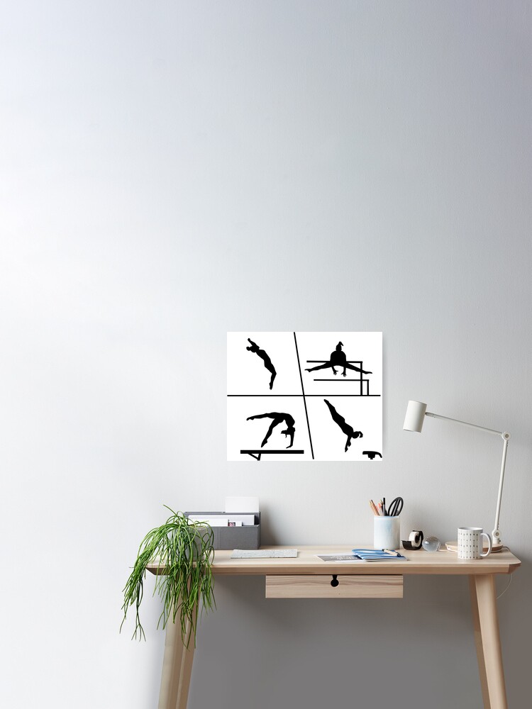 Gymnastics, Gymnastics - Women's Gymnastics, silhouette | Poster