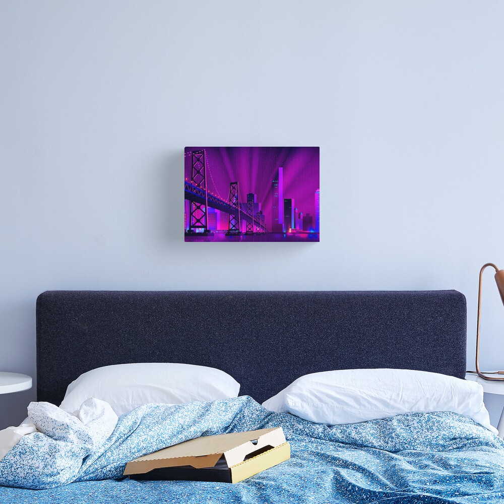 Synthwave Neon City: San Francisco Canvas Print