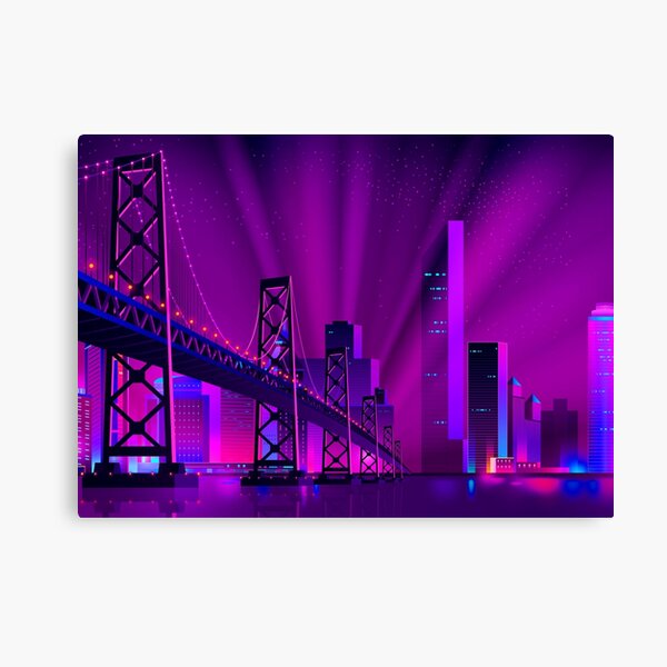 Synthwave Neon City: San Francisco Canvas Print
