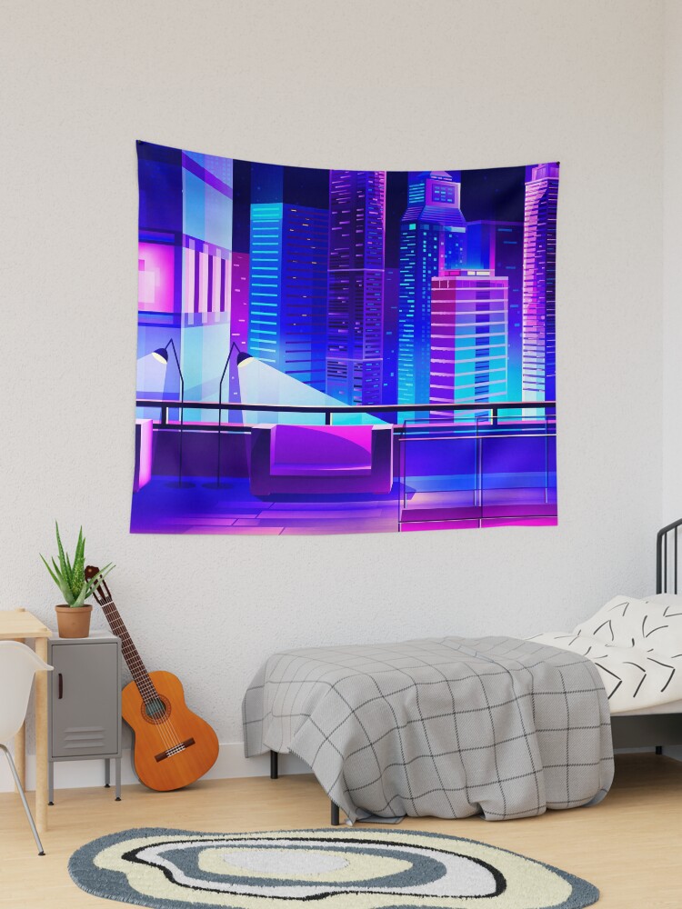 Neon discount city tapestry