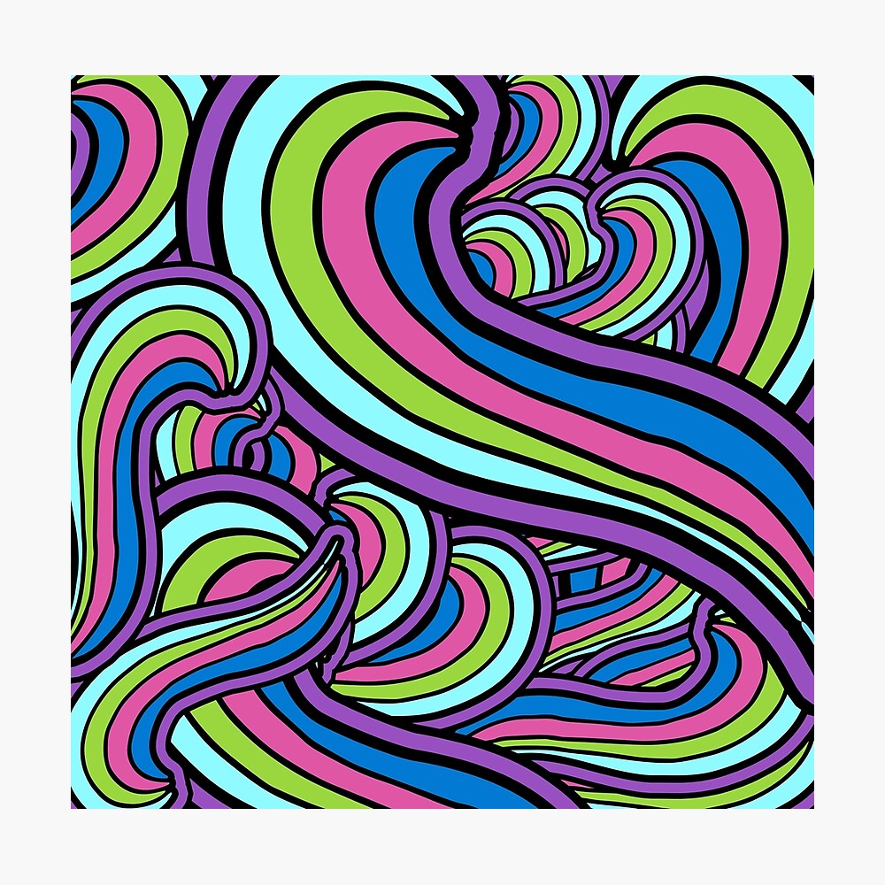 Forurenet Passiv Lydighed Geometric Groovy Psychedelic Art Hippie Retro 60's 70's Purple Green Blue"  Metal Print for Sale by funnytshirtemp | Redbubble