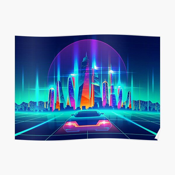 Synthwave Neon City Poster