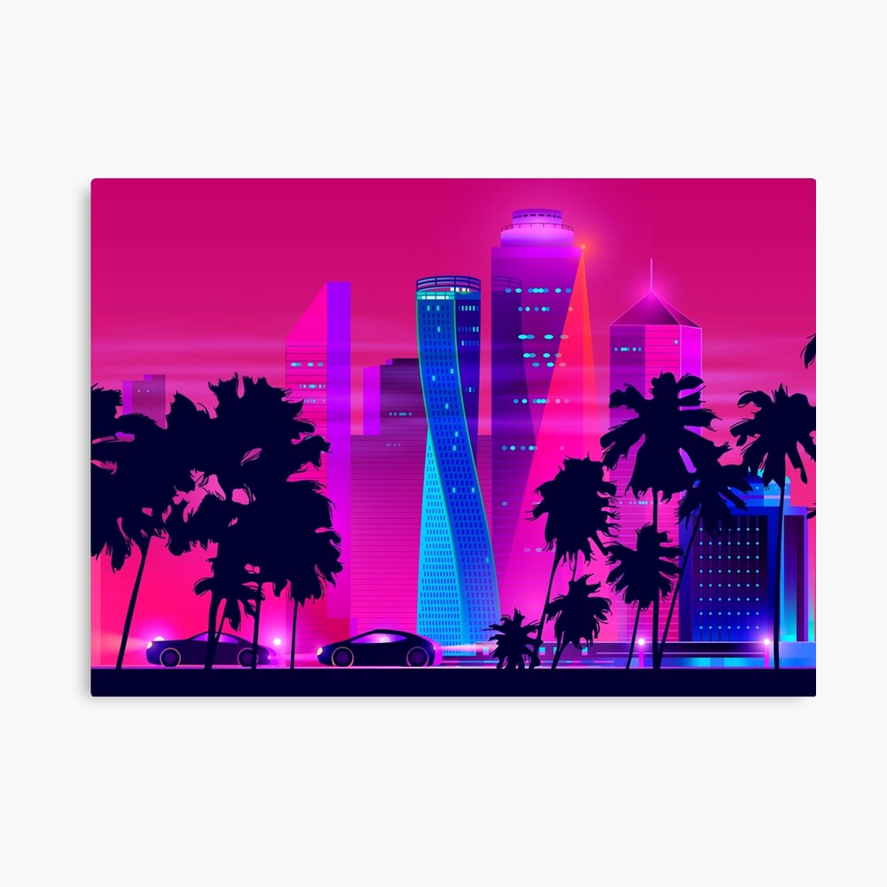 Gorgeous Women 80s Vice City Synthwave Miami Landscape Artstation Winner