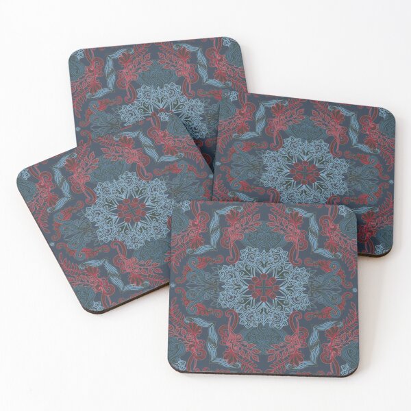 Item preview, Vintage Fancy - a Pattern in Deep Teal & Red designed and sold by micklyn.