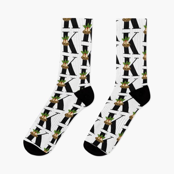 Item preview, letter k alphabet monogram christmas bells holly berry leaves designed and sold by atevern.