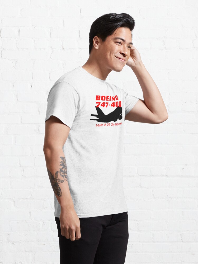 Alternate view of Boeing 747-400 24406 VH-OJC (Black) Classic T-Shirt