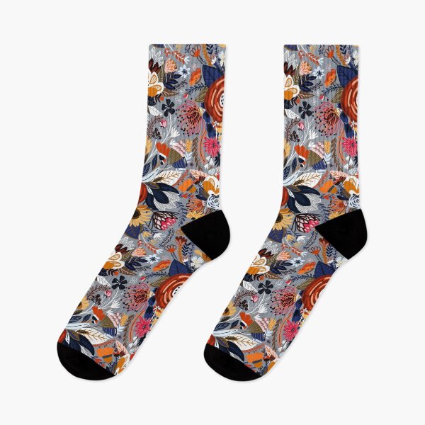 Item preview, Popping Floral - Orange & Navy  designed and sold by TigaTiga.