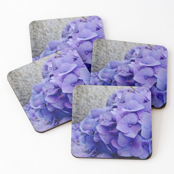 Item preview, Blue Hydrangea flower against a grey textured background. designed and sold by Jacqueline Le Sueur.