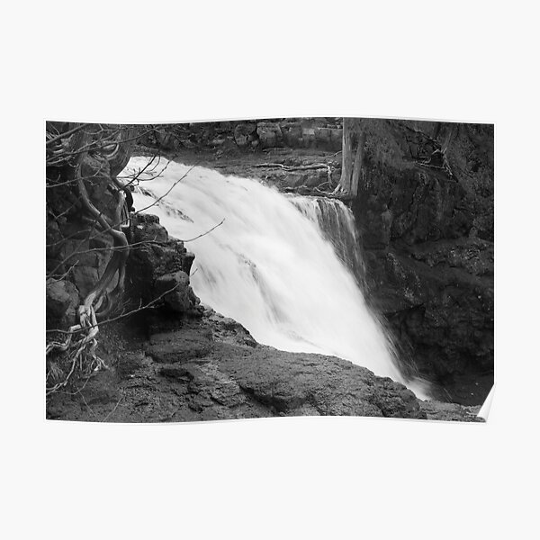 Minnesota Waterfall in Black and White Poster