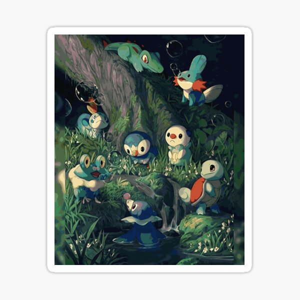 Water Starters Chilling In The Forest - Pocket Monsters Sticker
