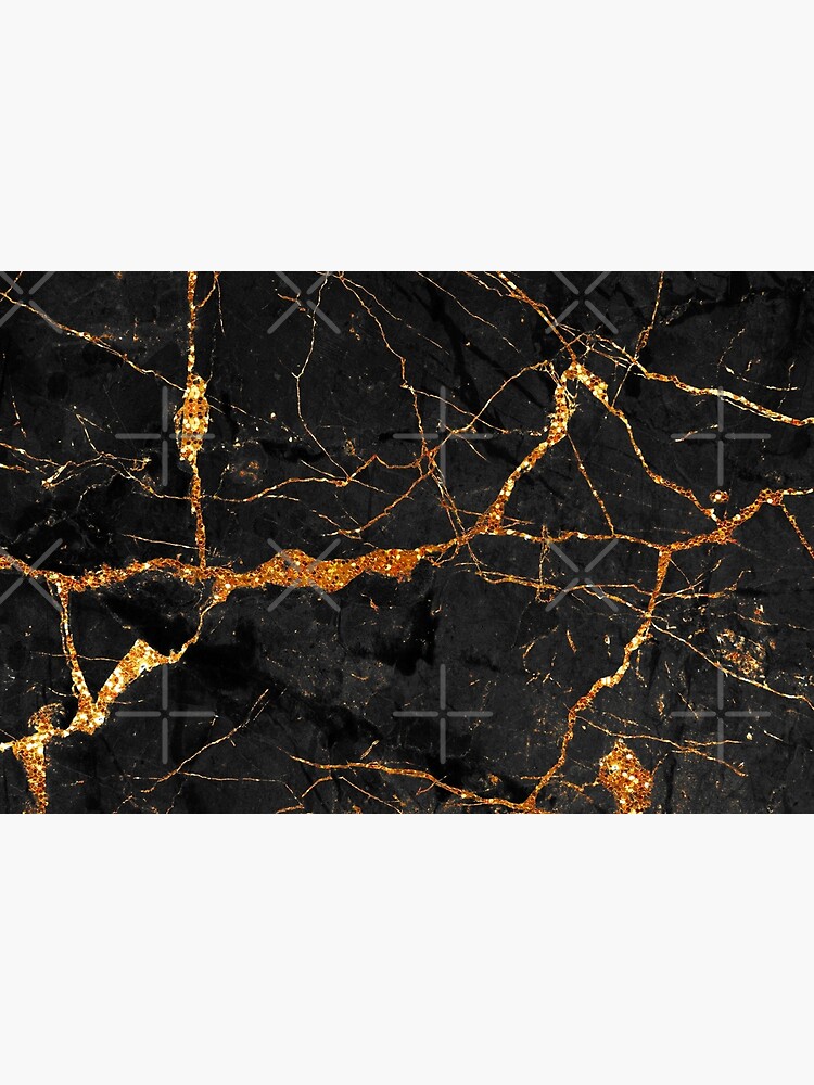 Black marble with gold glitter veins by MysticMarble