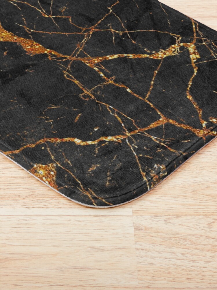 Alternate view of Black marble with gold glitter veins Bath Mat