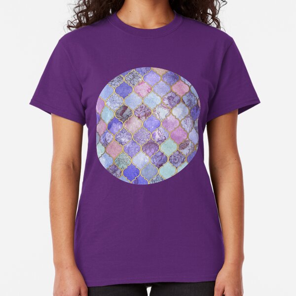 Royal Purple, Mauve & Indigo Decorative Moroccan Tile Pattern Classic T-Shirt