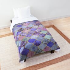 Royal Purple, Mauve & Indigo Decorative Moroccan Tile Pattern Comforter