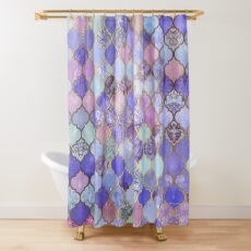 Royal Purple, Mauve & Indigo Decorative Moroccan Tile Pattern Shower Curtain