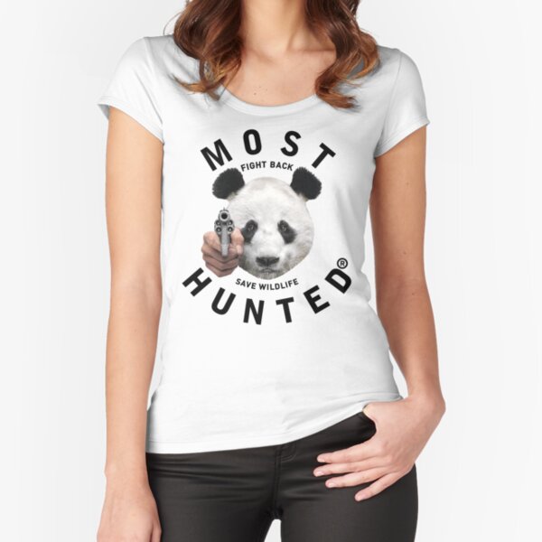 MOST HUNTED REAL PANDA BEAR HEAD SAVE WILDLIFE Fitted Scoop T-Shirt