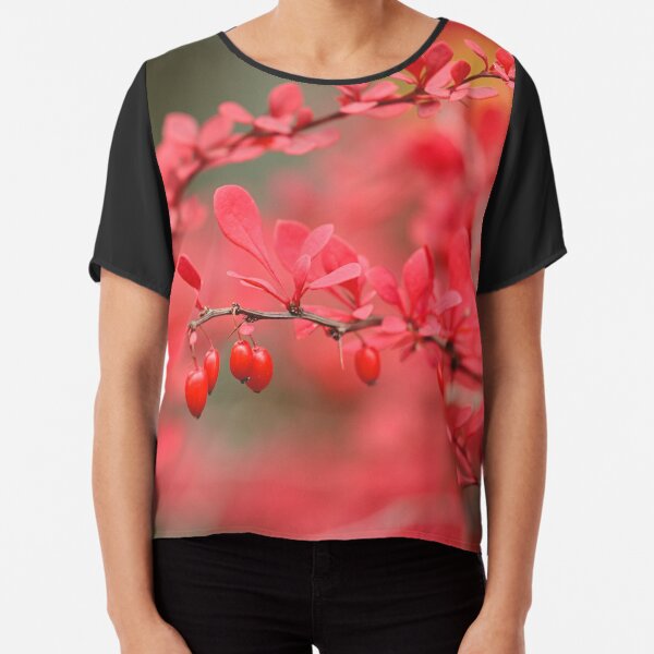 Close-up of red barberry in autumn Chiffon Top