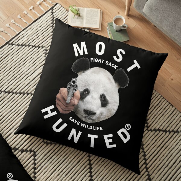 MOST HUNTED REAL PANDA BEAR HEAD SAVE WILDLIFE STATEMENT Floor Pillow
