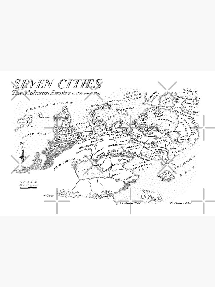 Seven Cities Malazan Map Malazan Seven Cities Map Black Design" Art Board Print By Symbolized |  Redbubble