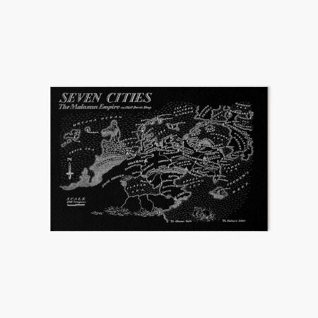 Malazan Seven Cities Map White Design Art Board Print