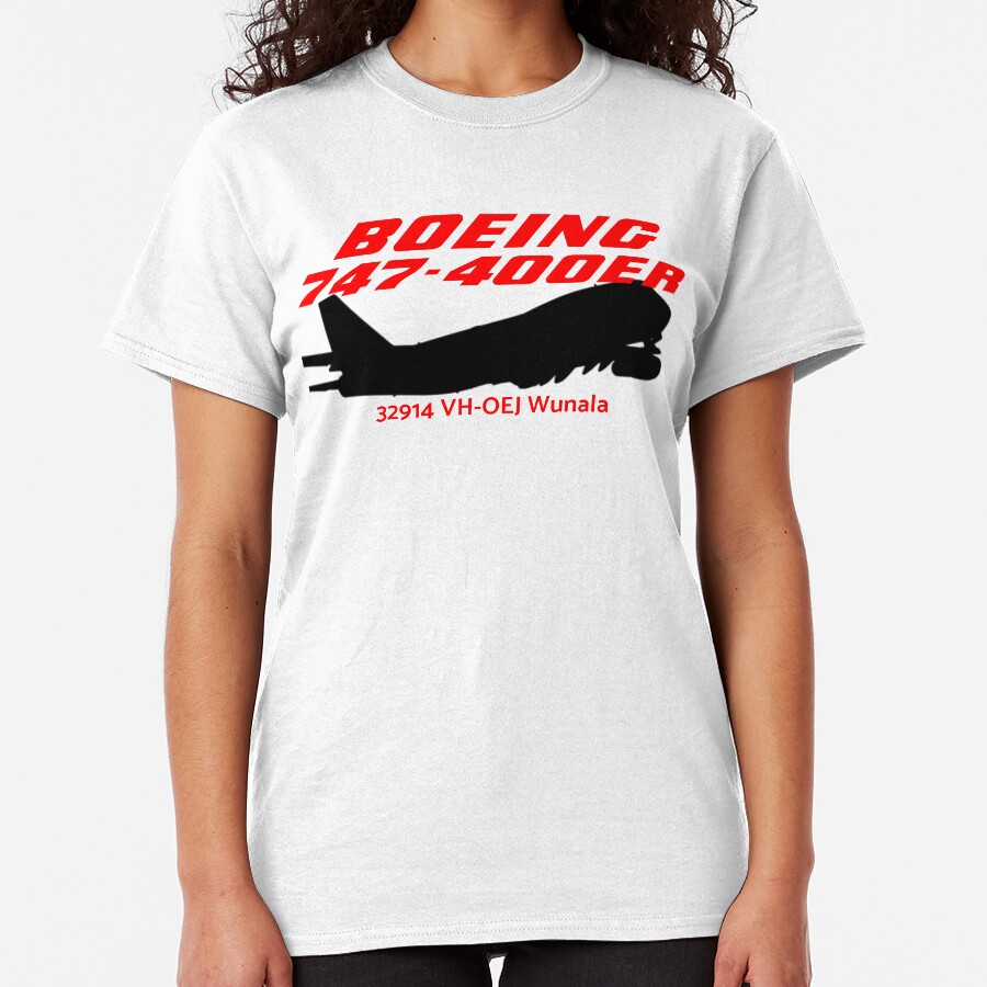 Boeing 747-400ER 32914 VH-OEJ (Black) Classic T-Shirt