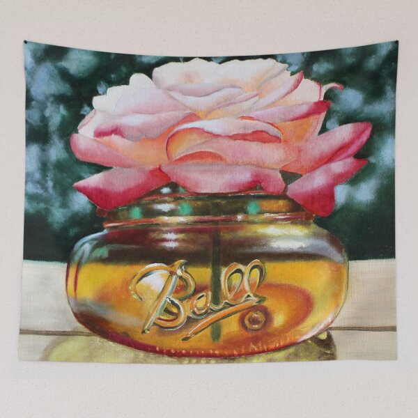 Item preview, Rose in Amber Glass Ball Jar designed and sold by mary hughes.