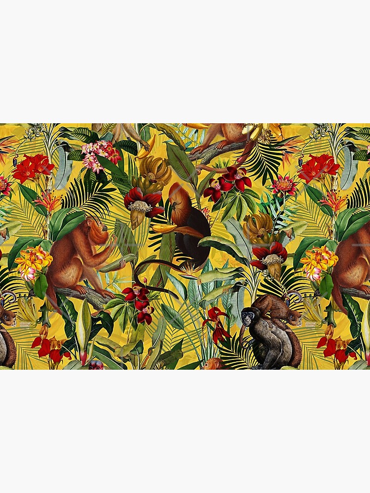 Tropical monkey jungle pattern - yellow by UtArt