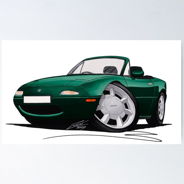 Item preview, Mazda MX5 (Mk1) British Racing Green designed and sold by Yeomans Cartoons.