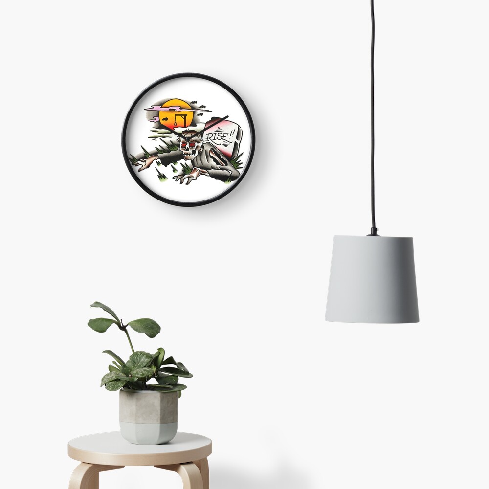 Traditional Rising Zombie Tattoo Design Clock