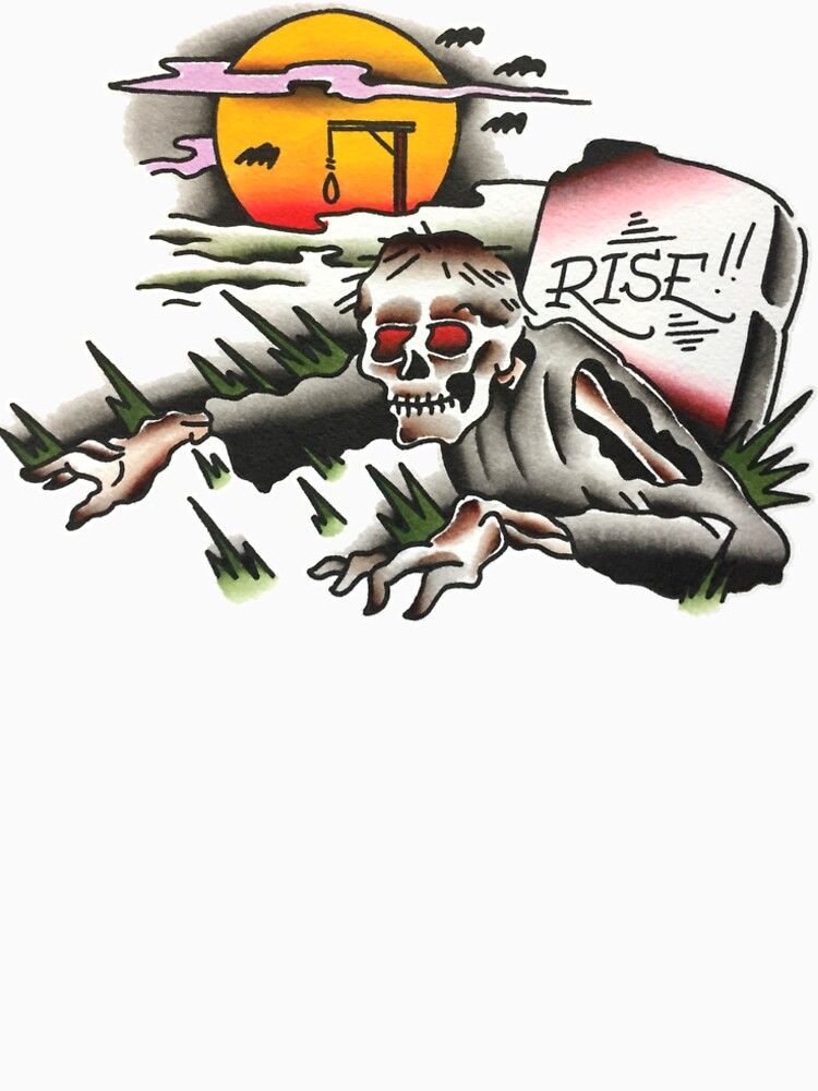 Traditional Rising Zombie Tattoo Design by F-T-T
