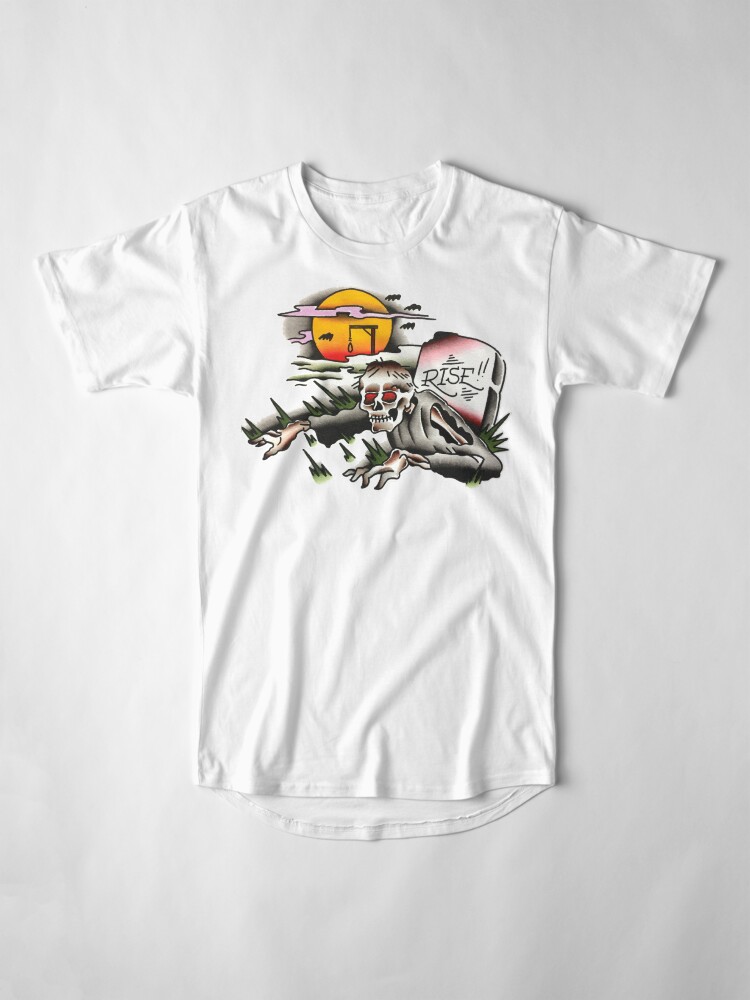 Alternate view of Traditional Rising Zombie Tattoo Design Long T-Shirt