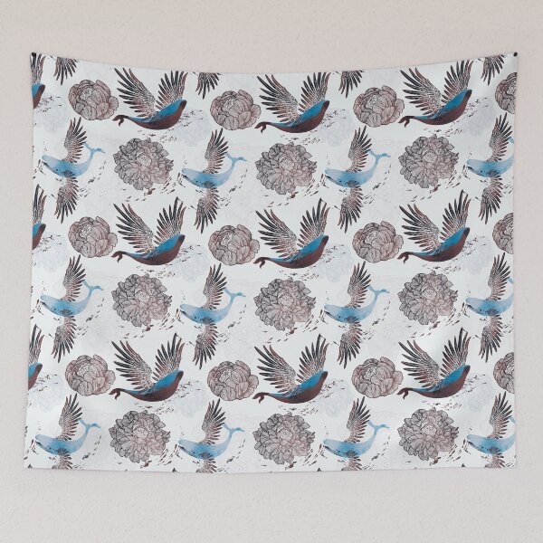 Item preview, Blue whales and geraniums designed and sold by YanayMora.
