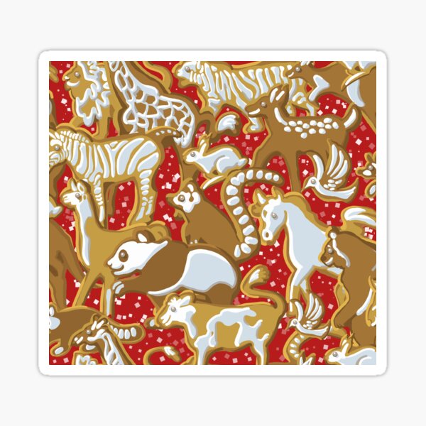 Item preview, Festive Gingerbread Animal Parade | Red designed and sold by L Diane Johnson.