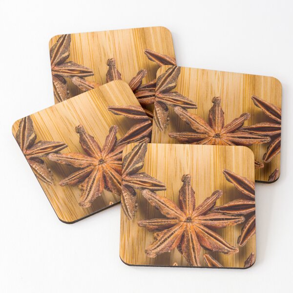 Item preview, Star Anise, Illicium verum on a wood background designed and sold by Andy Chisholm.