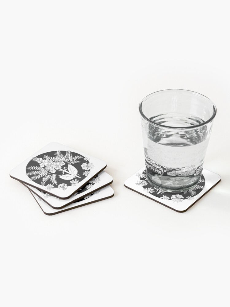 Alternate view of Foxglove ferns | PNW botanical illustration Coasters (Set of 4)