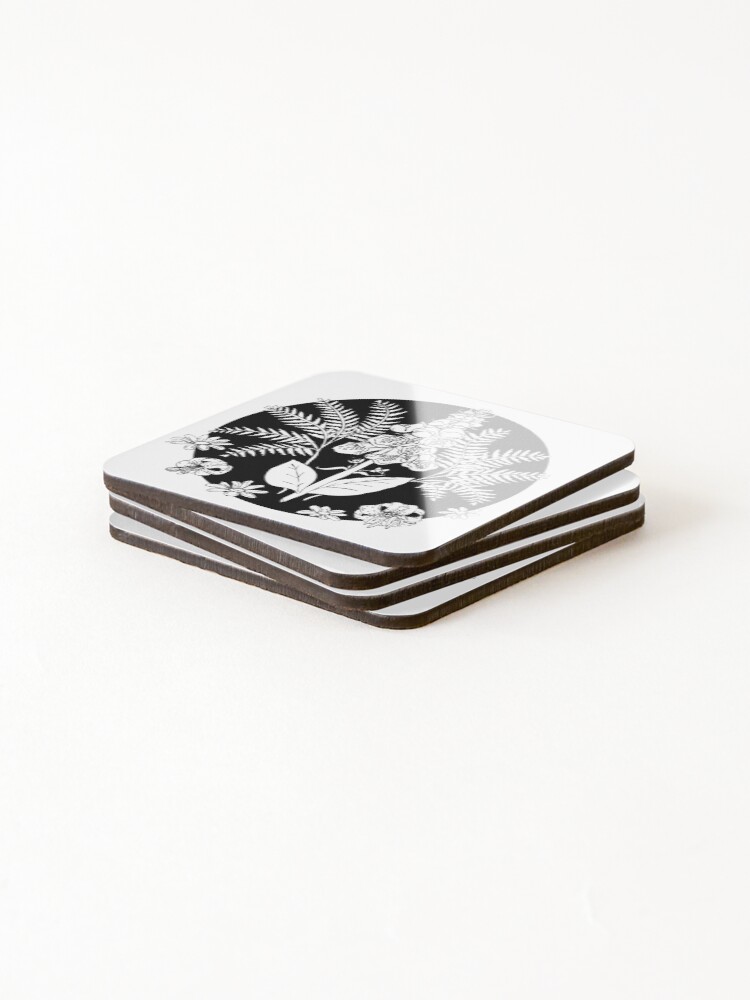 Alternate view of Foxglove ferns | PNW botanical illustration Coasters (Set of 4)