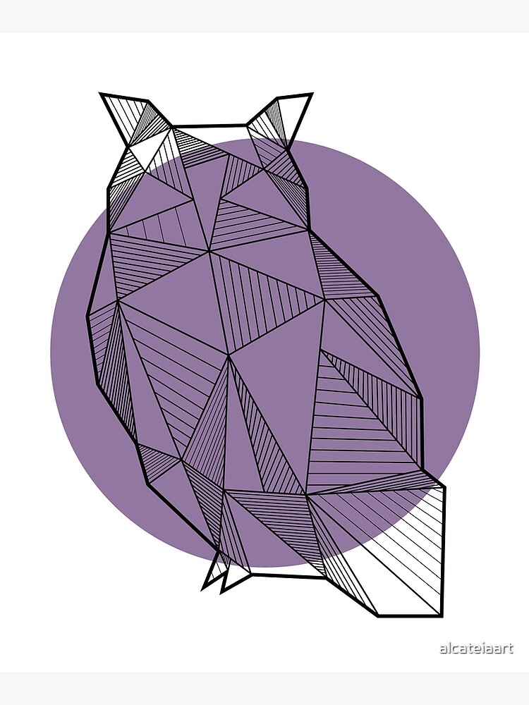 &ldquo;Owl Geometric&rdquo; Mounted Print for Sale by alcateiaart | Redbubble