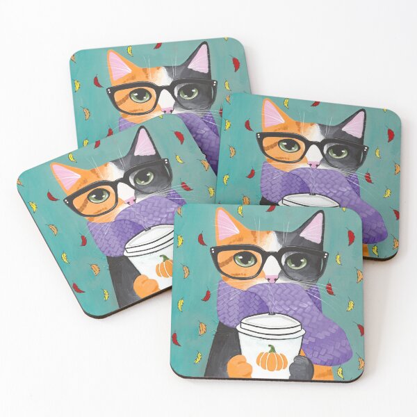 Item preview, Calico Autumn Coffee Cat designed and sold by KilkennyCat Art.