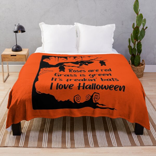 Item preview, Rose are red Grass is green It's Freakin Bats I Love Halloween Funny Meme Quote designed and sold by GRAPHICxBOMB.