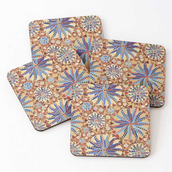 Item preview, Tribal Mandala Print, Camel Tan and Denim Blue designed and sold by Marymarice.
