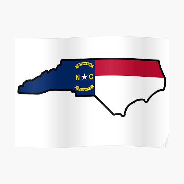 “State Flag Map of NORTH CAROLINA” Poster for Sale by HFYD | Redbubble