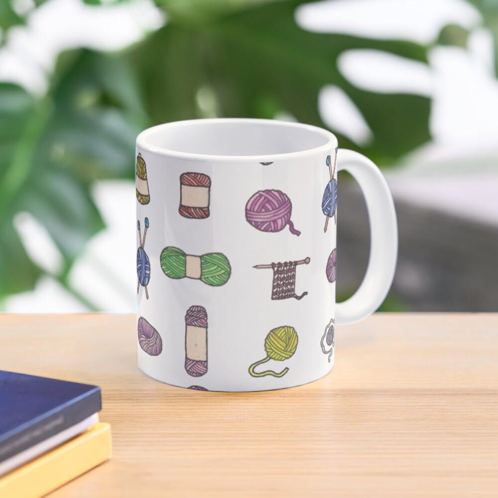 "Balls of Yarn Knitting Watercolor" Coffee Mug by chargingrhinos