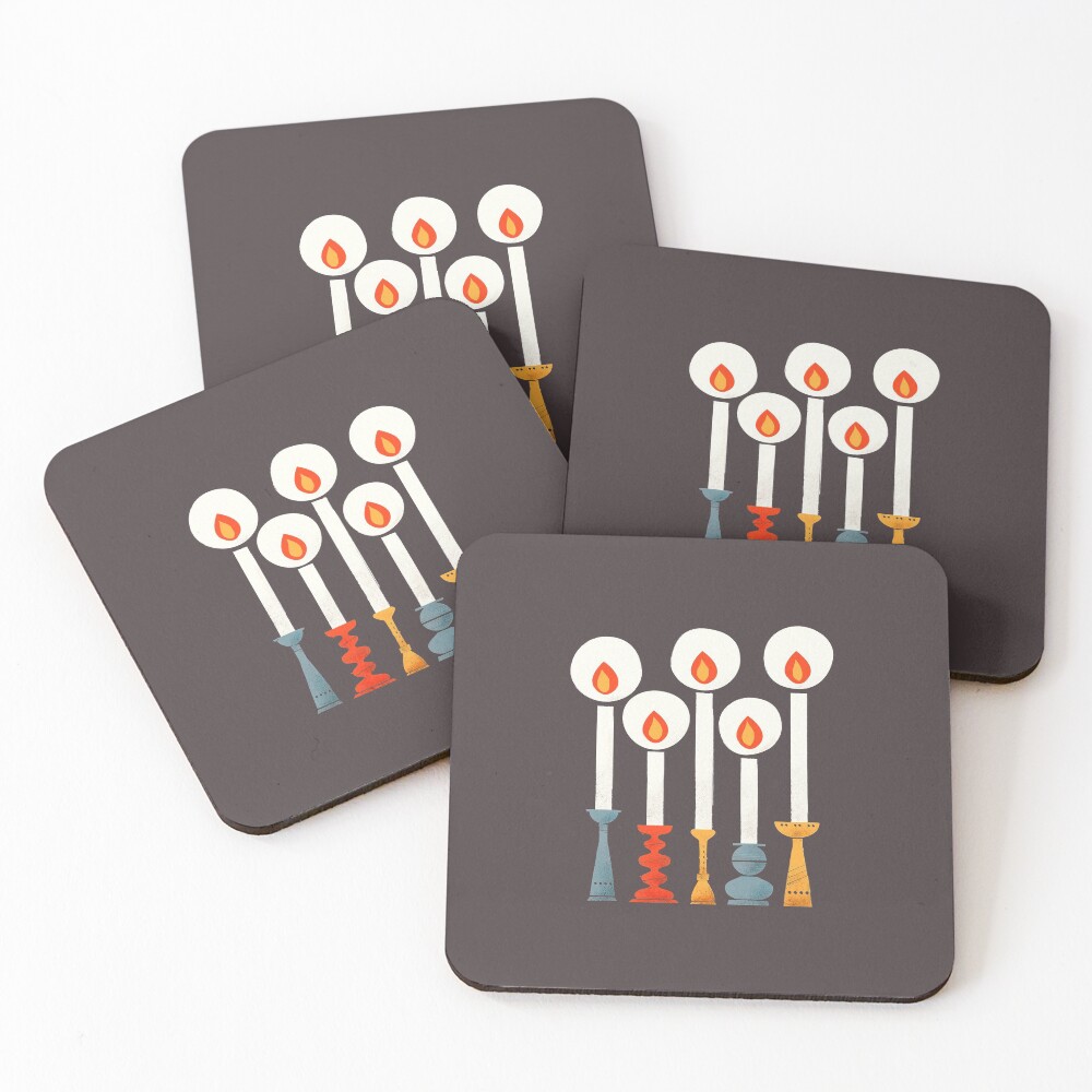 Christmas Retro Candles Coasters (Set of 4)