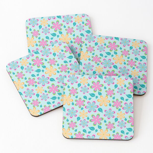 Item preview, Colorful Funky Flowers Floral Pattern | Pink, Blue, Yellow designed and sold by Lavender Mint Graphics.