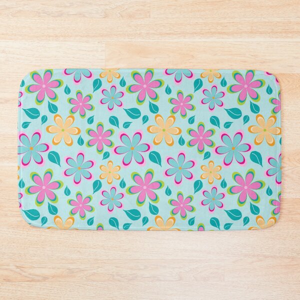 Item preview, Colorful Funky Flowers Floral Pattern | Pink, Blue, Yellow designed and sold by Lavender Mint Graphics.