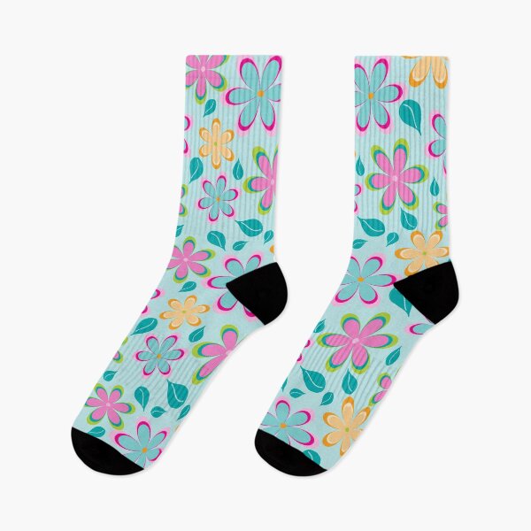 Item preview, Colorful Funky Flowers Floral Pattern | Pink, Blue, Yellow designed and sold by Lavender Mint Graphics.