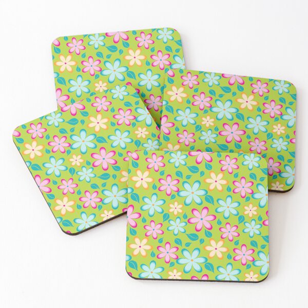 Item preview, Colorful Funky Flowers Floral Pattern | Pink, Blue, Yellow designed and sold by Lavender Mint Graphics.