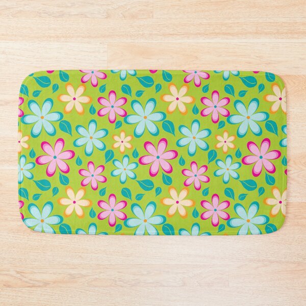 Item preview, Colorful Funky Flowers Floral Pattern | Pink, Blue, Yellow designed and sold by Lavender Mint Graphics.