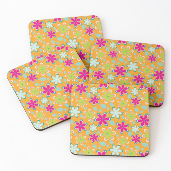 Item preview, Colorful Funky Flowers Floral Pattern | Pink, Blue, Yellow designed and sold by Lavender Mint Graphics.