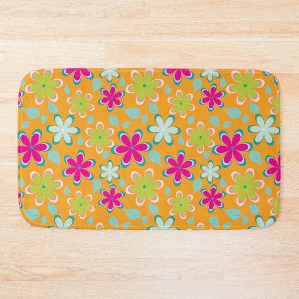 Item preview, Colorful Funky Flowers Floral Pattern | Pink, Blue, Yellow designed and sold by Lavender Mint Graphics.